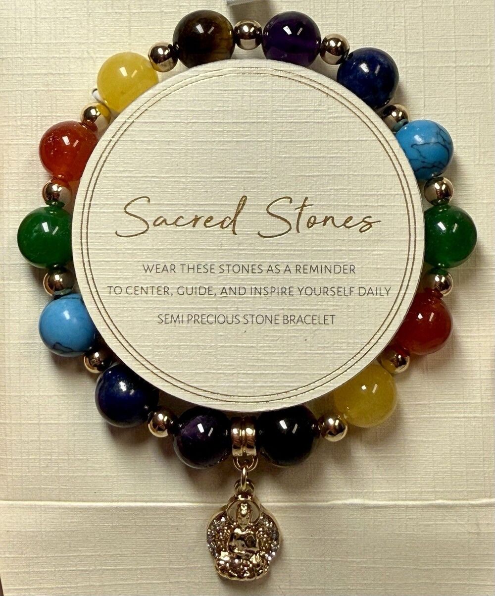 Sacred Stones Semi Precious Beaded Stretch Bracelet New